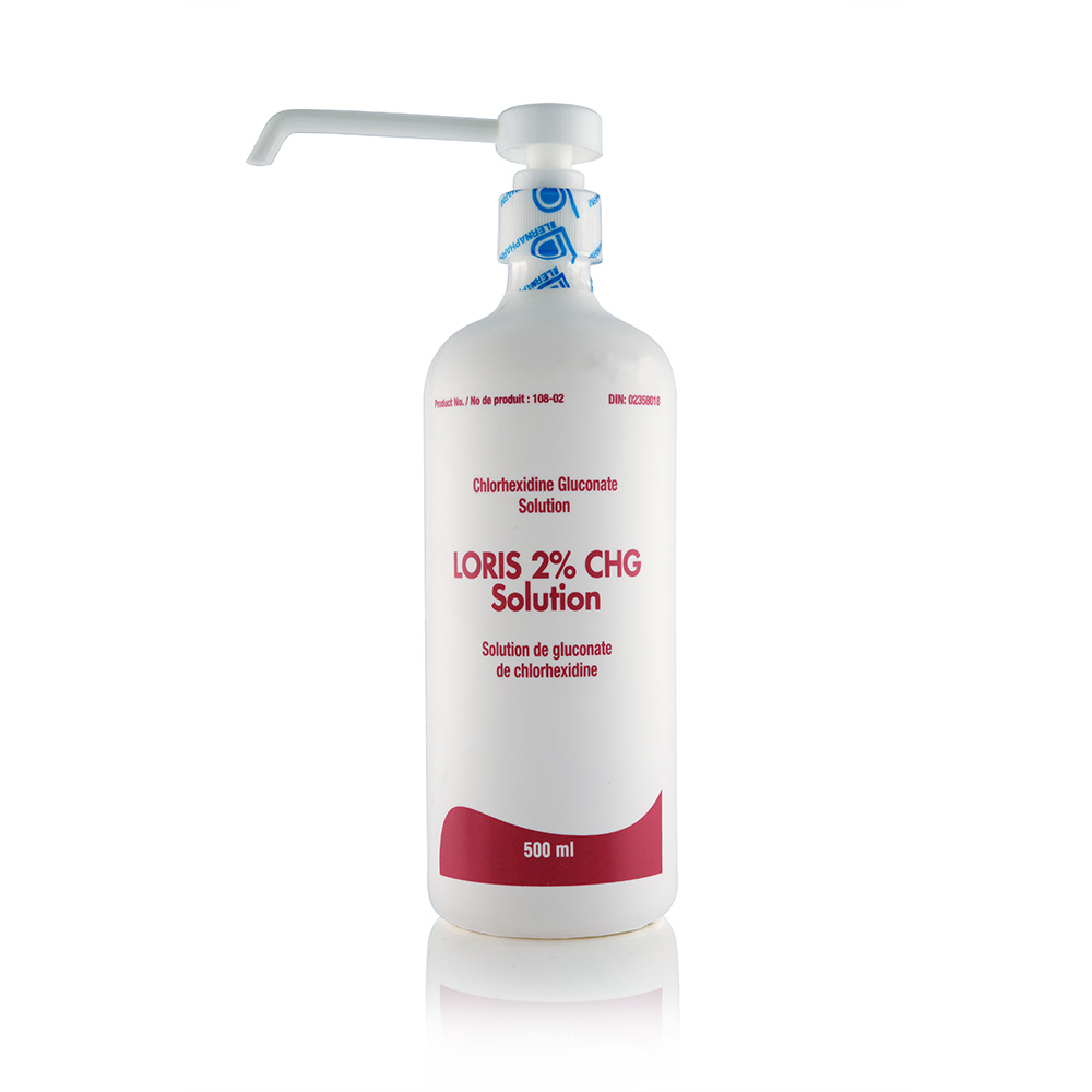 *LORIS 2% CHG Solution                                                                                                                                                                                                                                                                               *DIN Registered
*Antiseptic cleanser                                                                
*Effective for personal hand hygiene   
*Destroying harmful bacteria                                                                                                       
*Helps prevent the spread of bacteria     
*For external use only   